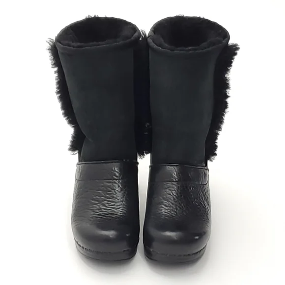 DANSKO Womens Black Finley Shearling Leather Winter Clog Boots Size 7 - Picture 4 of 13
